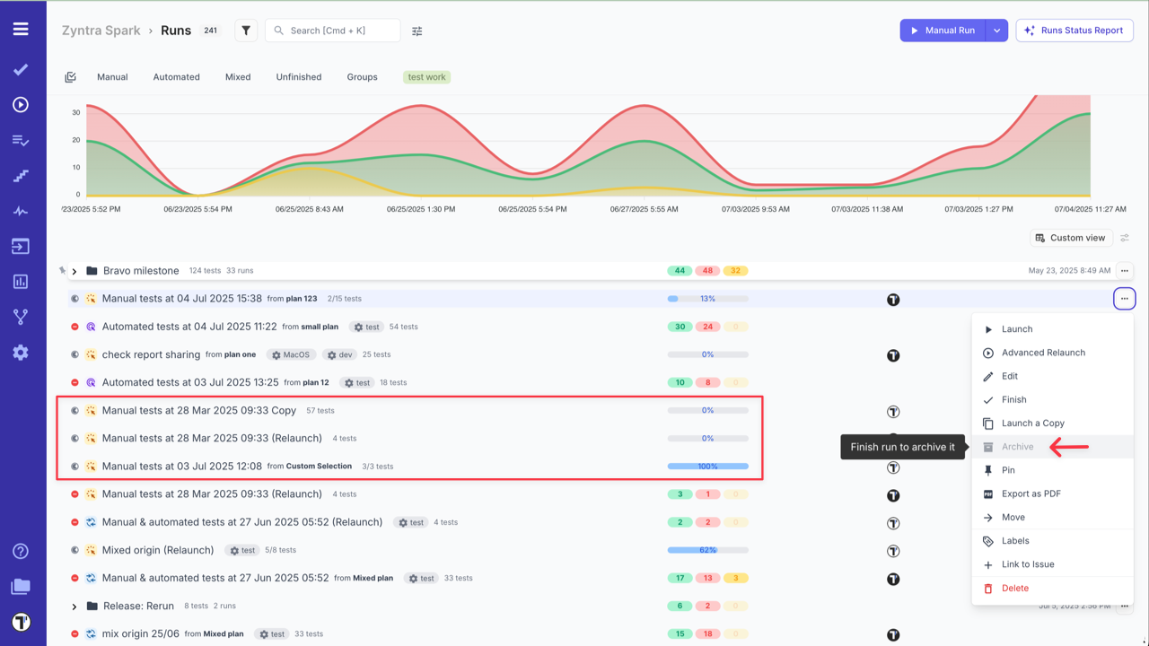 Testomat.io - Incomplete Runs